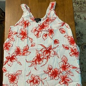 Karen Kane White Tank Top with Red Floral Print